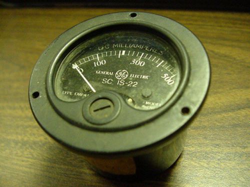 Vintage General Electric D-C Milliamperes 0-500ma Type DW41 Model 8DW41, 2 1/2&#034;