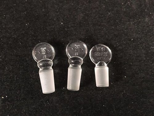 Lot of 3 size 8 kimax/pyrex lab glass stoppers for sale