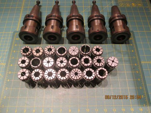 MACHINIST TOOLS * TECNARA COLLET CHUCK (5) + COLLETS * BT 40 * TG100 * 240-100-4