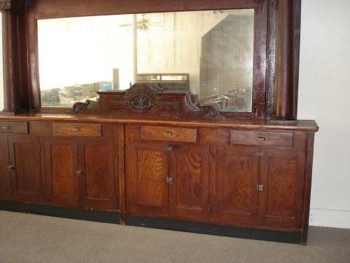 ANTIQUE CHERRY BACKBAR WITH CORNICE &amp; MIRROR  $7900