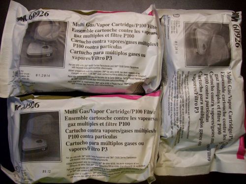 3M 60926 Multiple Gases/Vapor Cartridge/Filter Combo P100, Lot of 3 (pairs)