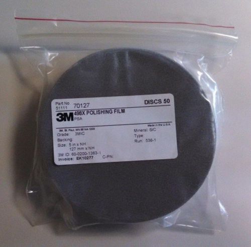 3M POLISHING FILM DISC 498X 3 MIC 3 MIL 5XNH SILICON CARDBIDE ADHESIVE 50/PACK