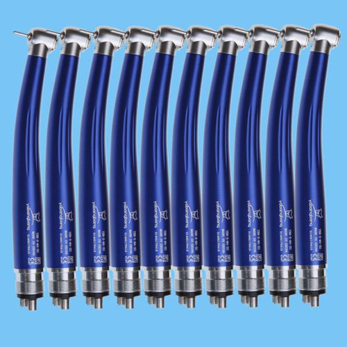 10 NSK type Dental High speed Handpiece Push button Standard Head 4-Holes O-Blue