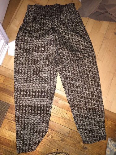 UA chef NEW maroon black African ethnic print chef pants L 34 x 33 RARE