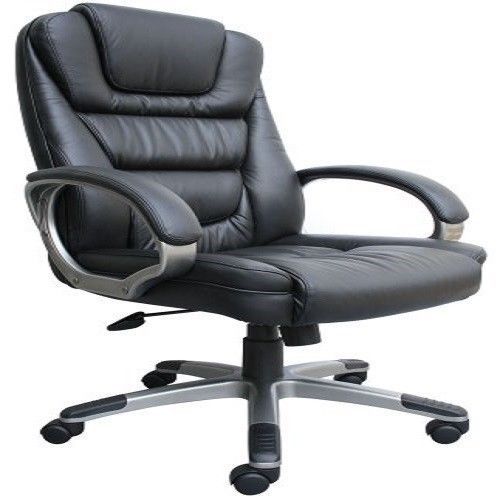 Leather Executive Chair Office High Back Ergonomic Computer Metal Base Furniture