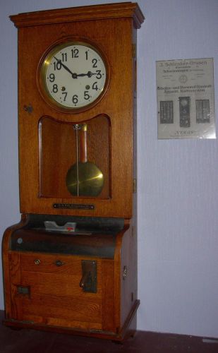 Antique german stempeluhr time recording clock by schlenker grusen approx 1920 for sale