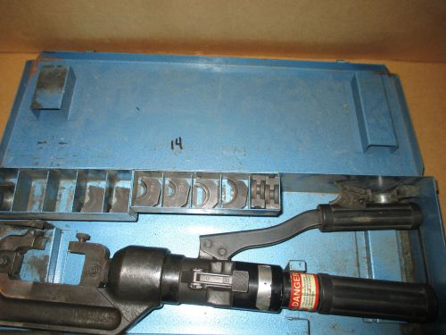 HUSKIE CN-258 HYDRAULIC HAND CRIMPER WITH CASE &amp; 5 dies #14