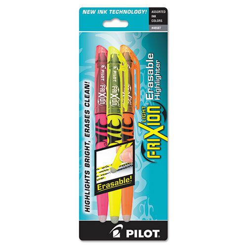 Frixion Lite Erasable Highlighter, Assorted Ink, Chisel, 3 per Pack