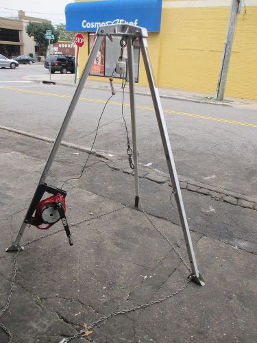 Miller manhole confined space rescue safety tripod w/lifeline hoist wench for sale