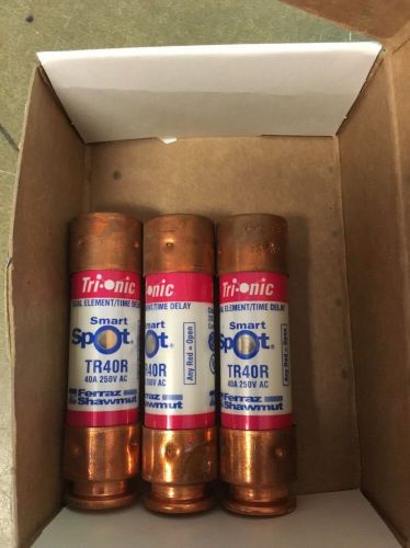 New! Lot of 3 Gould Shawmut Tri-onic TR40R Dual Element  Smart Spot  250 VAC