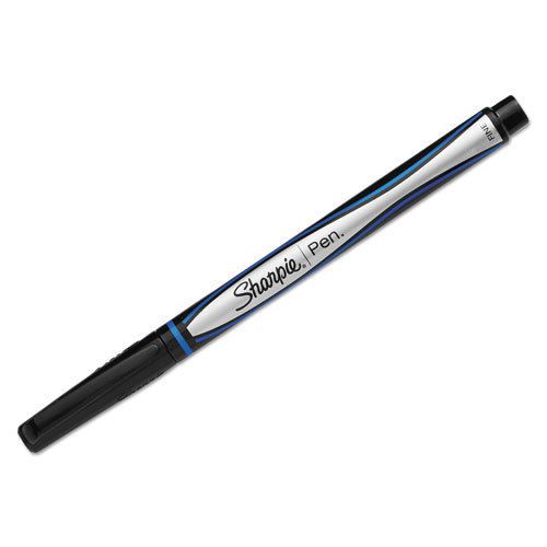 Plastic Point Stick Permanent Water Resistant Pen, Blue Ink, Fine, Dozen