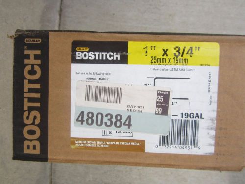 Stanley-bostitch 16s2-19gal 1&#034; x 3/4&#034; medium crown construction staples 13,500 for sale