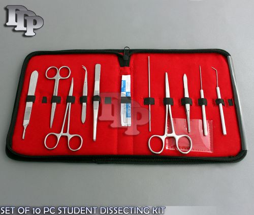 SET OF 10 PC STUDENT DISSECTING DISSECTION MEDICAL INSTRUMENTS KIT +5 BLADES #11