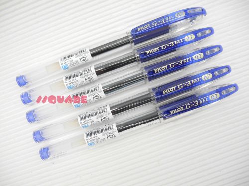 5 x pilot lg-10f g-3 0.7mm fine smooth encre gel rollerball pens w/ cap, blue for sale