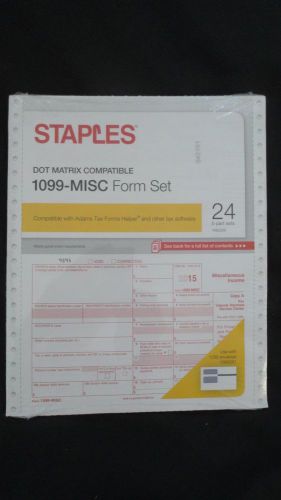 Staples 2015 Dot Matrix IRS Tax 1099-Misc 5-Part Form Set &amp; Bonus 1099 Envelope