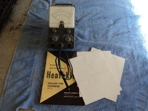 HEATHKIT V-7A VACUUM TUBE VOLT METER WITH ORIGINAL MANUAL AND BUILD PRINTS