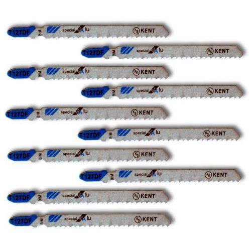 Kent T127DF, 10 Pack 4.0&#034;, 8 TPI Bi-Metal T-Shank Jig Saw Blades, For ALUMINIUM