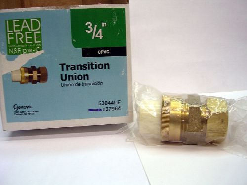 3/4 inch Transition Union CPVC x BRASS COMPRESSION Genova 53044LF LEAD FREE!