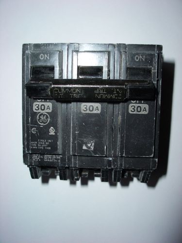 GE 30A AMP 3P POLE TRIPLE CIRCUIT BREAKER TYPE THQB