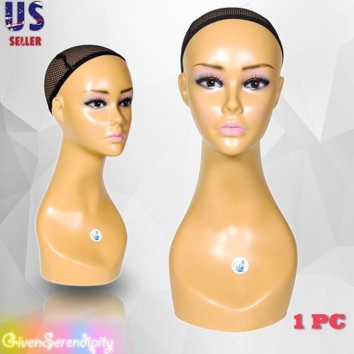 Realistic Plastic Female MANNEQUIN head lifesize display wig hat 18&#034; B1