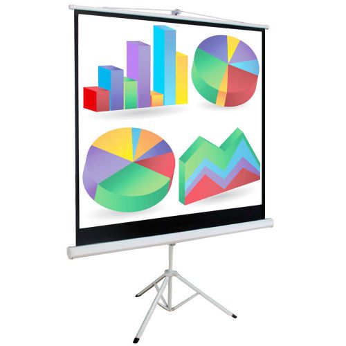 100&#034; 1:1 tripod, multi aspect ratio pull up office projection screen for sale