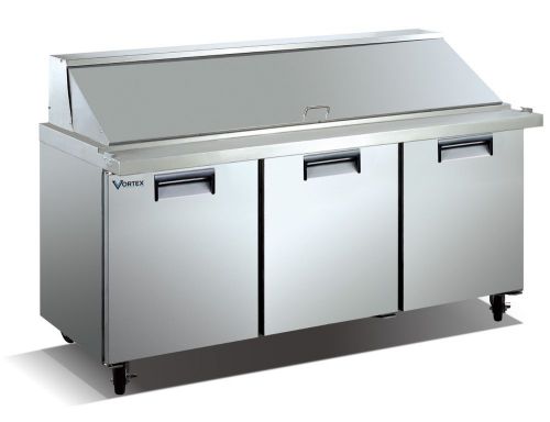 Vortex commercial  3 door sandwich prep table - mega top - 30 pans for sale