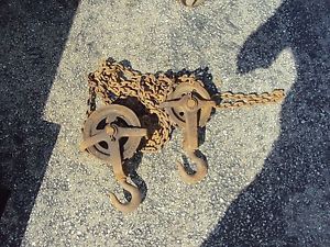 VINTAGE ANTIQUE CHAIN HOIST COME ALONG CHAINFALL WESTON DIFFERENTIAL CLEVELAND