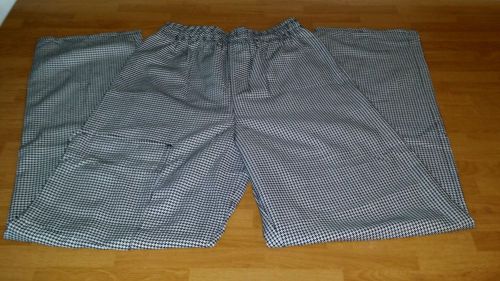 New Black &amp; White Houndstooth CHEF PANTS  Size Medium NICE - &#034;UNCOMMON THREADS&#034;