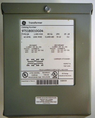 Ge 9t51b0010g04 isolation transformer 1 phase 60hz type qb rainproof for sale