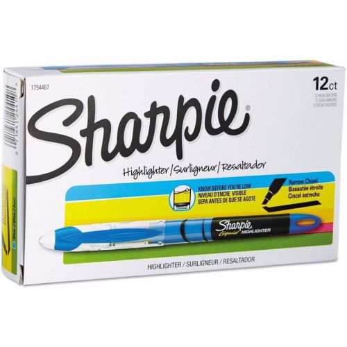 New pack of 12 sharpie accent liquid pen-style highlighter blue chisel tip nib for sale