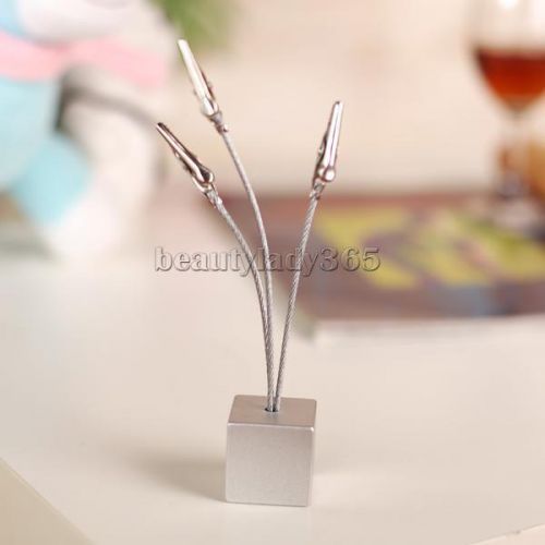 3 clips cube base wire memo card holder paper photo note clip desk decor for sale