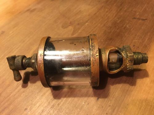 Antique american  brass glass drip oiler hit miss engine lubricator make break for sale