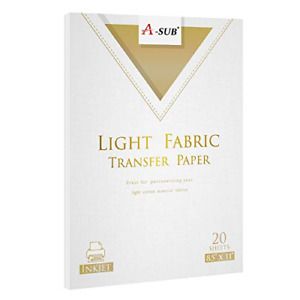 A-SUB Iron-On Light T-Shirt Heat Transfer Paper 8.5x11 Inches Compatible with 20