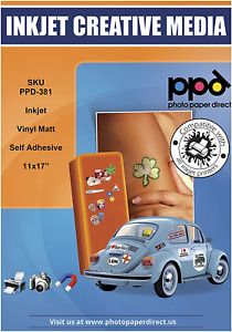 PPD Inkjet Photo Matte Creative Vinyl Stickers 11x17&#034; 4.7mil x 10 Sheets PPD-381