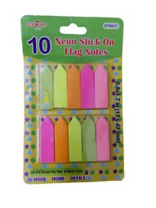 STAPRO 10 Neon Stick On Flag Notes (#ST0077)