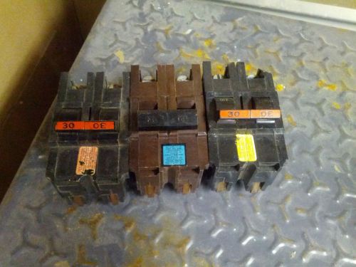 FEDERAL PACIFIC CIRCUIT BREAKER 2 POLE 30 AMP STAB-LOK LOT OF 3 PIECES