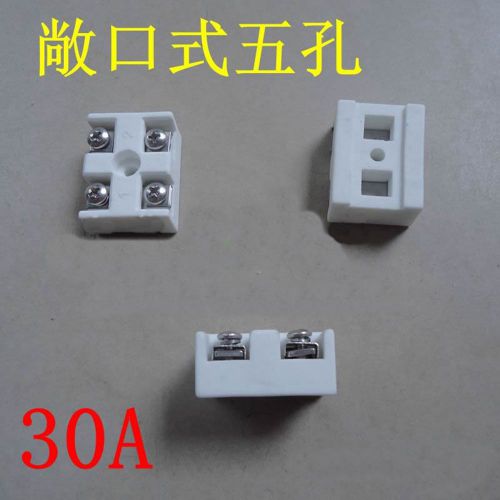 5pcs 220V 30A 4 Holes Screw mounting ceramics Terminal insulation Blocks