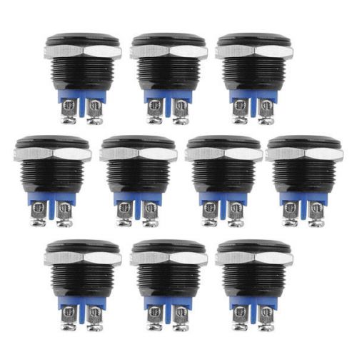 10pc 16mm Start Horn Button Momentary Metal Push Button Flat Screw Terminals