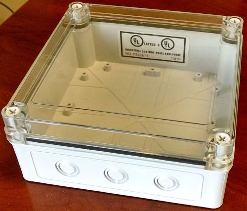 Weatherproof electrical enclosure box plastic nema 4 clear lid 6 3/4&#034;x6 3/4&#034;x3&#034; for sale