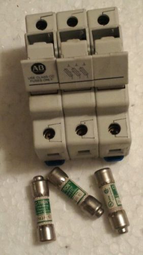 Allen bradley 1492-fb3c30-l 30a 600v 3-pole cc fuse holder, w/ fnq-r-10 fuse for sale