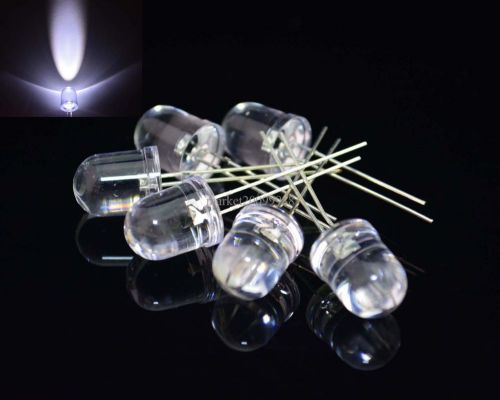 10PCS White 10mm 25000mcd LED Lamp Ultra Bright LEDs Light DIY