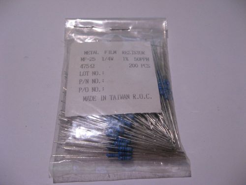 Qty 200 R475 475 Ohm 1/4 Watt 1% Metal Oxide Resistors - NOS