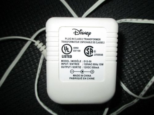 Disney ac adapter plug in class 2 transformer d12-50 120vac 60hz 15w 12vdc 500ma for sale