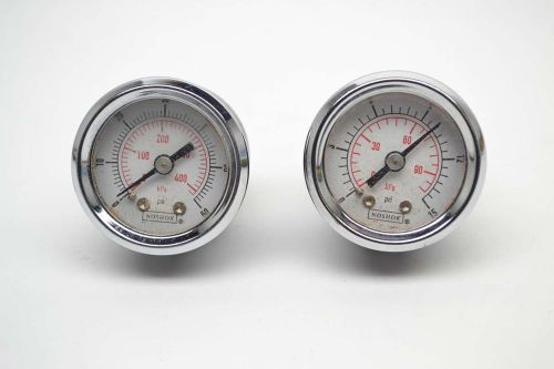 LOT 2 NOSHOK ASSORTED 0-15 PSI 0-60PSI 1/4IN NPT 1-1/2IN PRESSURE GAUGE B402325