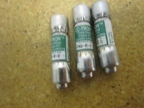 Cc-tron fnq-r-8 fuse 8amp 600v class cc time delay (lot of 3) for sale