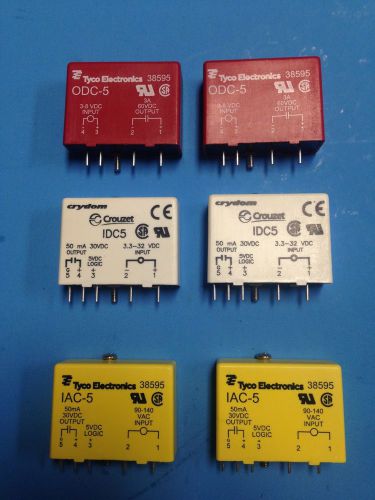 LOT OF 6 NEW RELAYS, Tyco Electronics ODC-5,Tyco Electronics IAC-5,Crydom IDC5