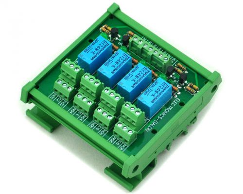 Din rail mount 4 dpdt signal relay interface module, dc24v version. for sale