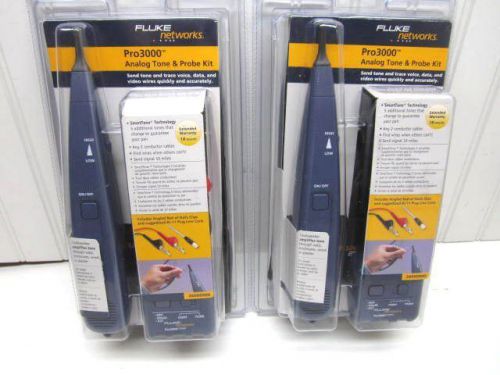 (2) Two Fluke Networks Pro3000 Analog Tone &amp; Probe Kit 26000900 - NEW SEALED!