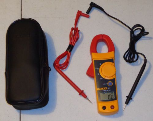 Fluke 321 clamp meter with leads and leather soft foam zipper case for sale