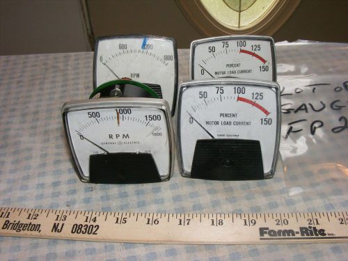 Lot of 4 General Electric Percent Motor Load Current (2  0-150) &amp; RPM (2  0-1800